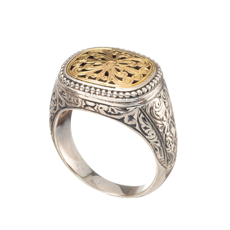 Garden Shadows Ring - 18k Gold & Sterling Silver Ring - Club Ring