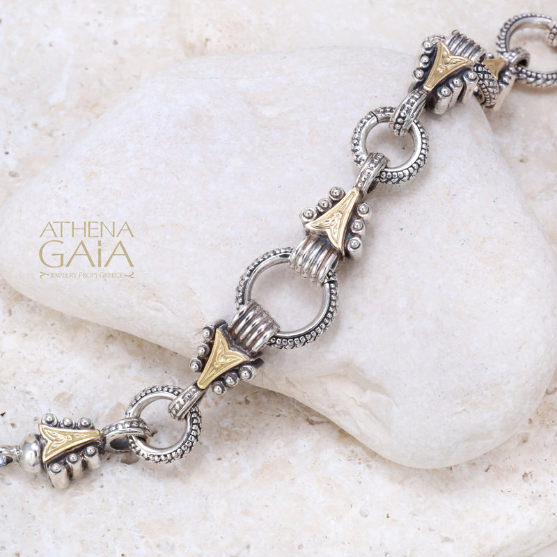 Gold Arrow - 18k Gold and Sterling Silver - Empty Charm Bracelet