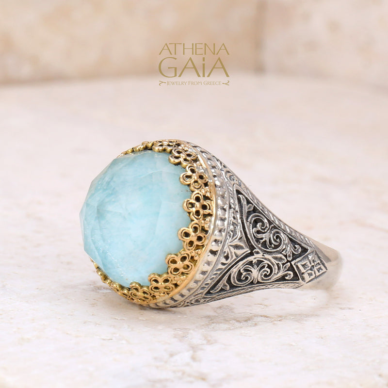 Pop Rocks Kiklos Crown Ring - 18k Gold & Sterling Silver Ring - Cocktail Ring