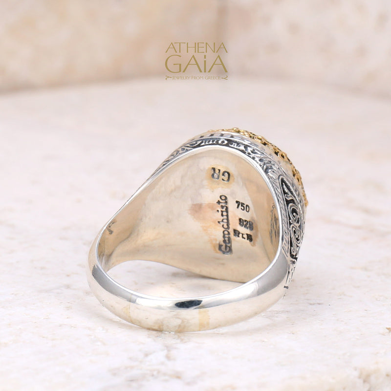 Pop Rocks Kiklos Crown Ring - 18k Gold & Sterling Silver Ring - Cocktail Ring