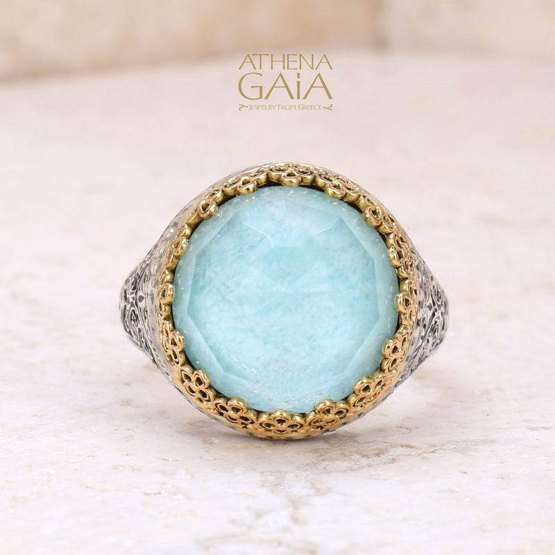 Pop Rocks Kiklos Crown Ring - 18k Gold & Sterling Silver Ring - Cocktail Ring