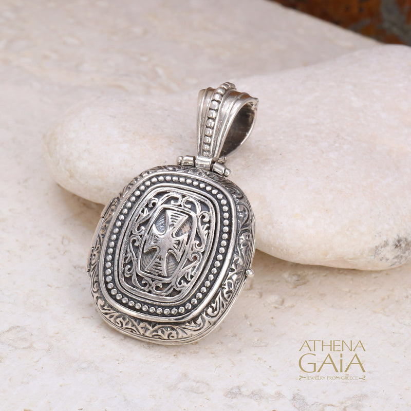 Silver Barrel Locket Pendant - Sterling Silver Pendant