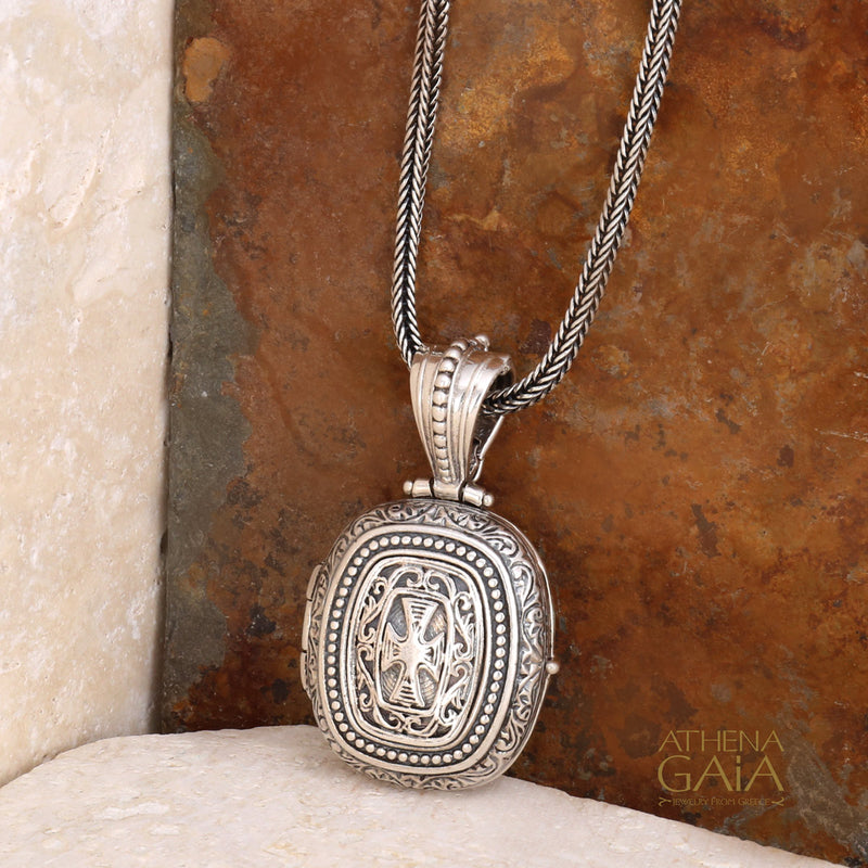 Silver Barrel Locket Pendant - Sterling Silver Pendant