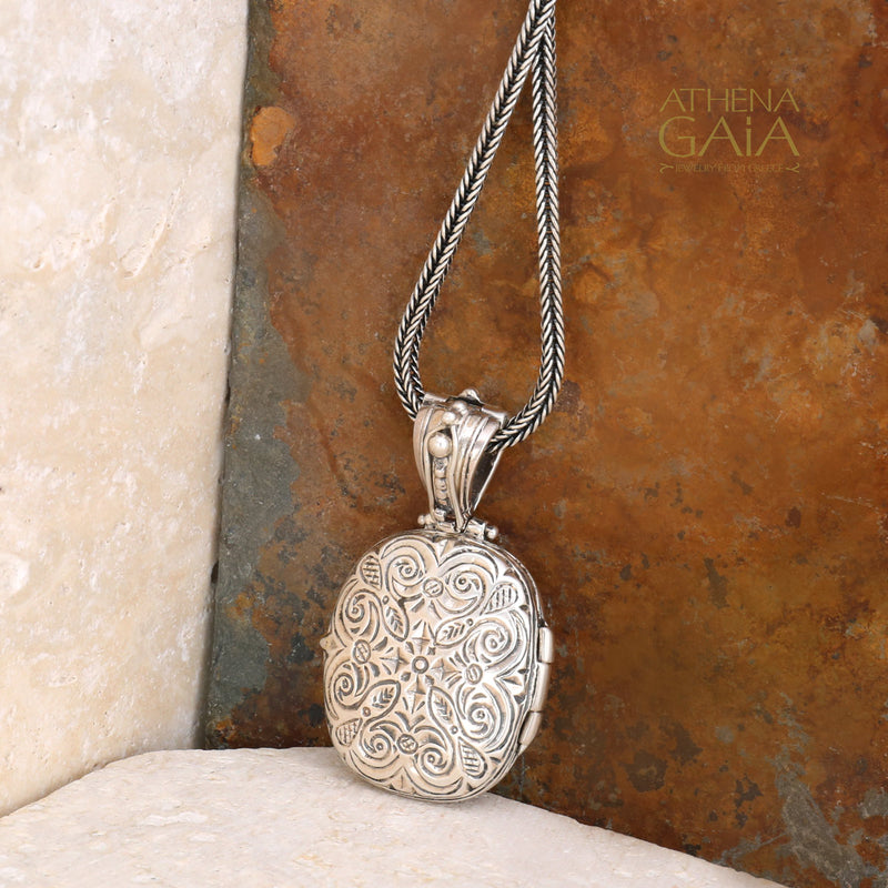 Silver Barrel Locket Pendant - Sterling Silver Pendant