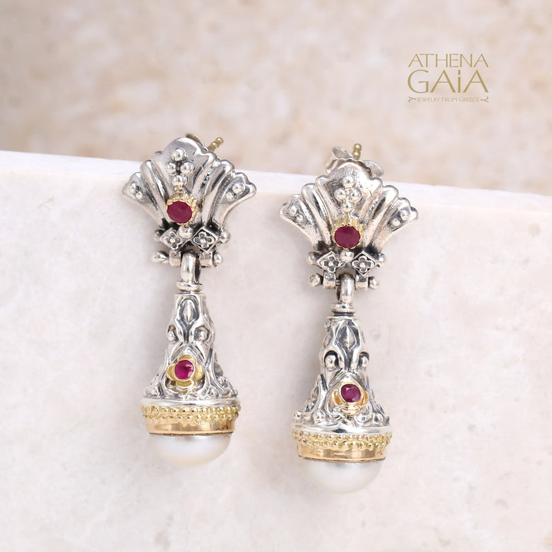 Santorini Earrings - 18k Gold & Sterling Silver Earrings - Chandelier Earrings