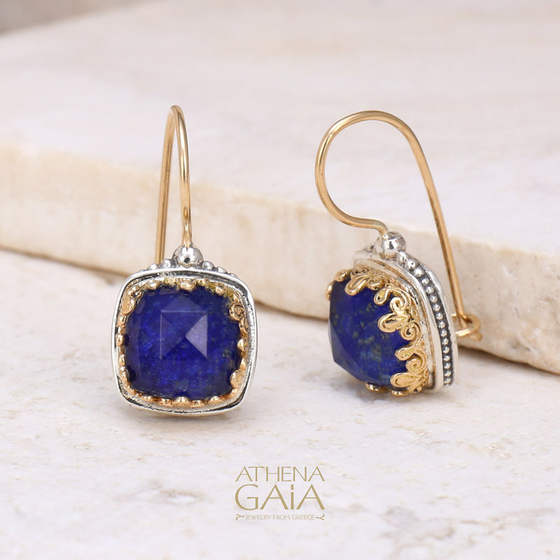 Small Crown Earrings - 18k Gold & Sterling Silver Earrings - French Wire Earrings