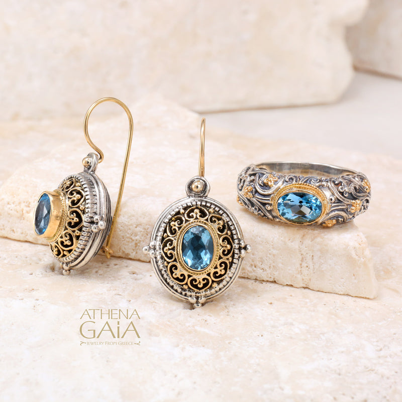 Oval Vaulted Filigree Earrings - 18k Gold & Sterling Silver Earrings - French Wire Earrings