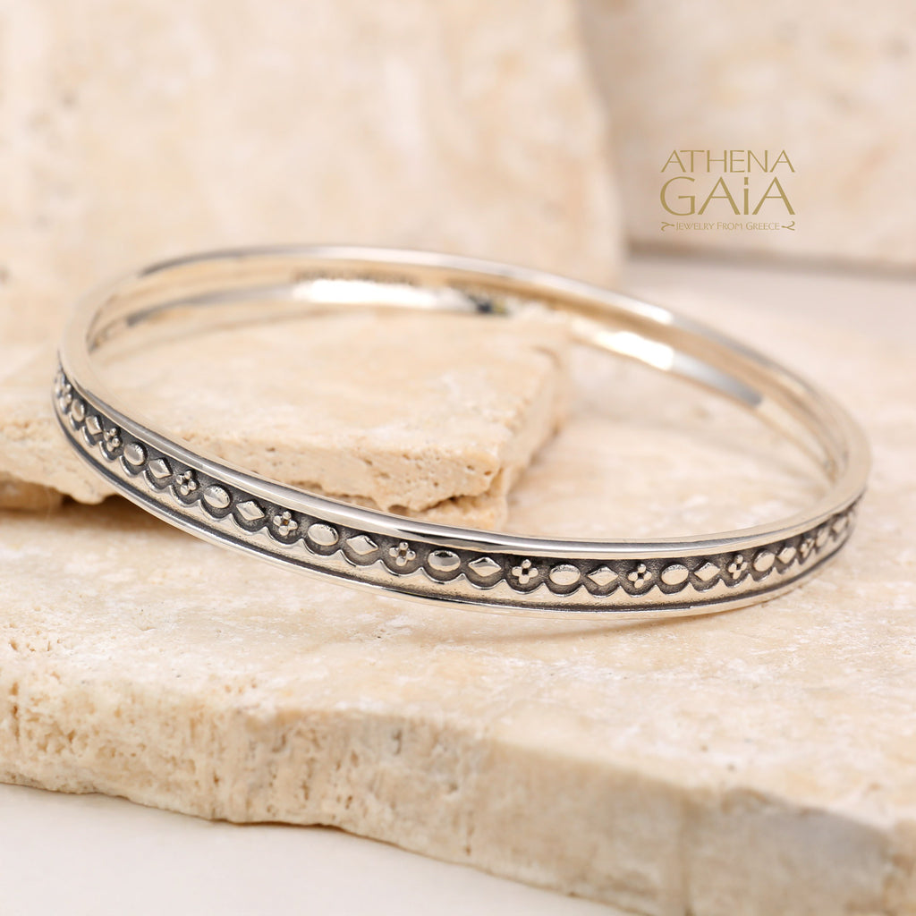 Wave Signs Bangle Bracelet - Sterling Silver (In-Stock)