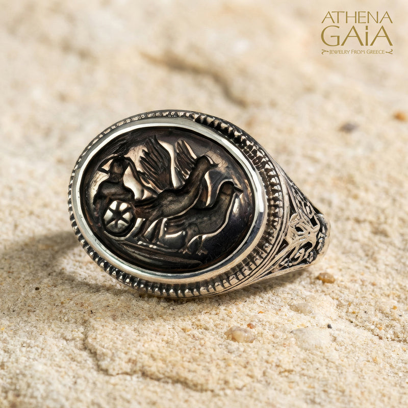 Aether's Flight Ring - Sterling Silver Ring - Signet Ring