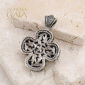 Floral Expanding Greek Cross - Sterling Silver - Orthodox Cross Necklace