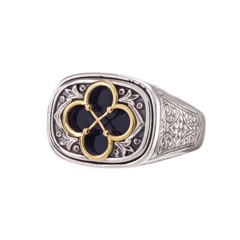 Odysseus Open Cross Ring - 18k Gold & Sterling Silver Ring - Cigar Band Ring