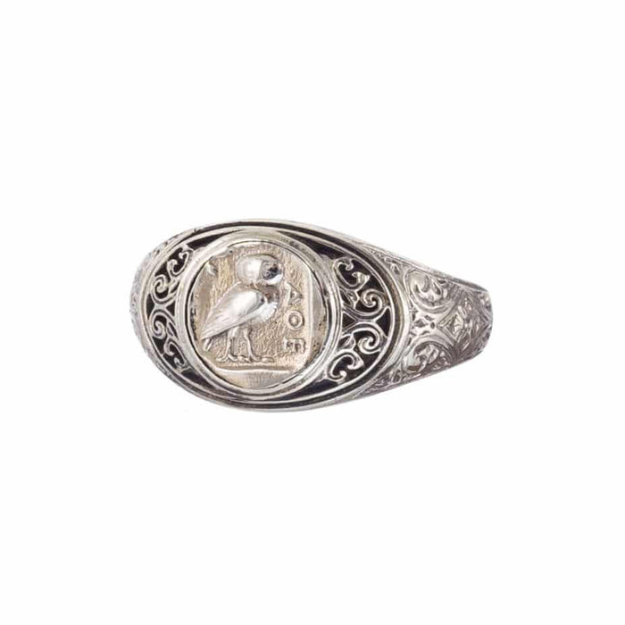 Ancient Greek Owl Symbol Ring Sterling Silver Ring Signet Ring