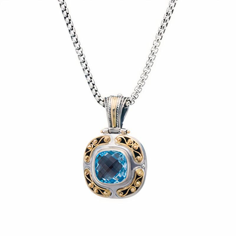 Aegean Stone Pendant - 18k Gold & Sterling Silver Pendant
