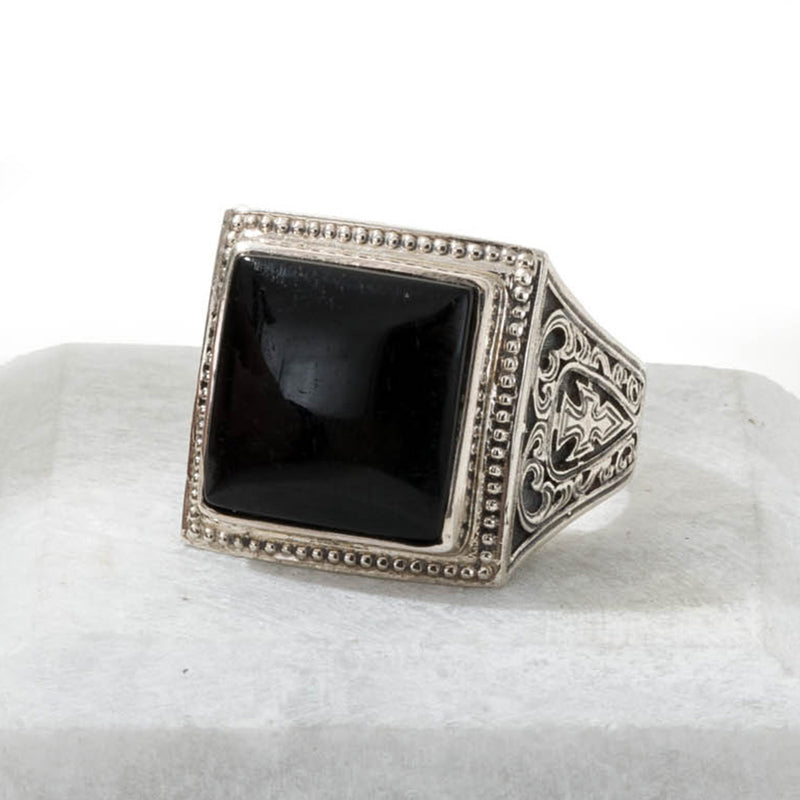 Men’s Classic Square Ring - Sterling Silver Ring - Club Ring