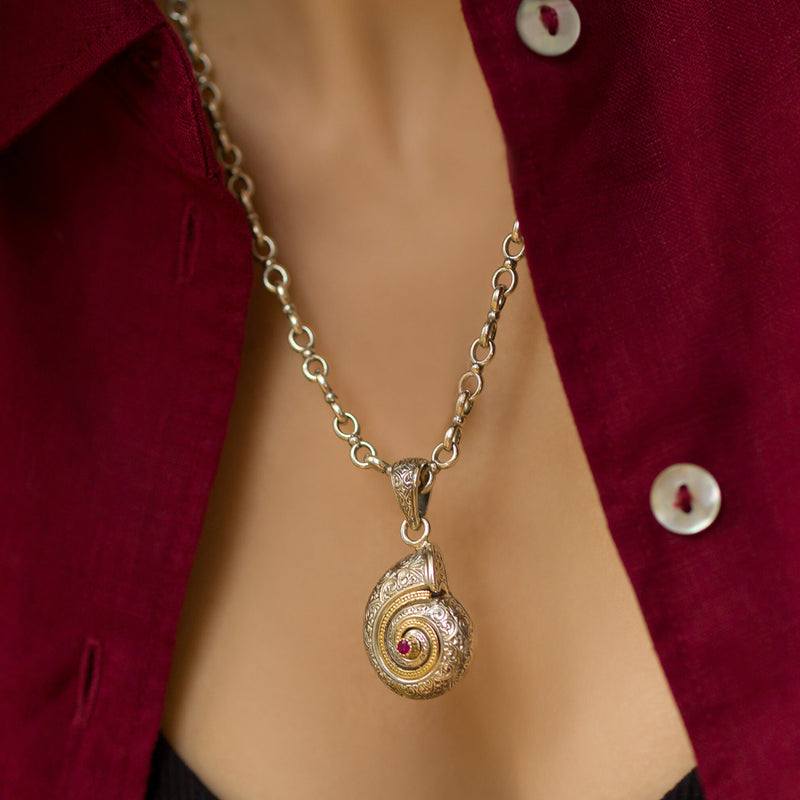 Thalassa Sea Snail with Stone Pendant