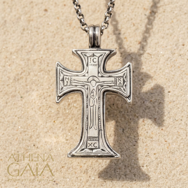 ICXC NIKA Templar Latin Cross - Sterling Silver - Cross Necklace