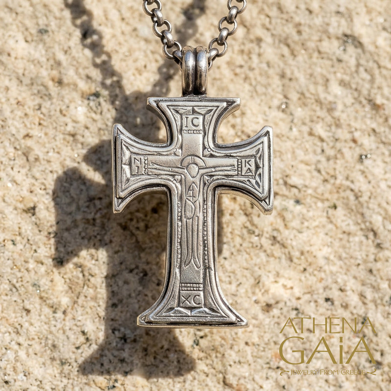 ICXC NIKA Templar Latin Cross - Sterling Silver - Cross Necklace