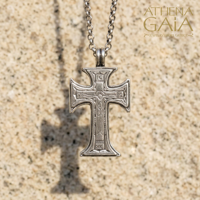 ICXC NIKA Templar Latin Cross - Sterling Silver - Cross Necklace