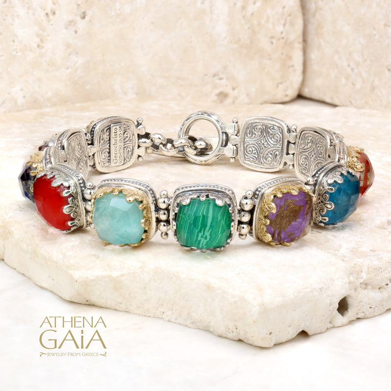 Pop Rocks Squares Link Bracelet - 18k Gold & Sterling Silver Bracelet