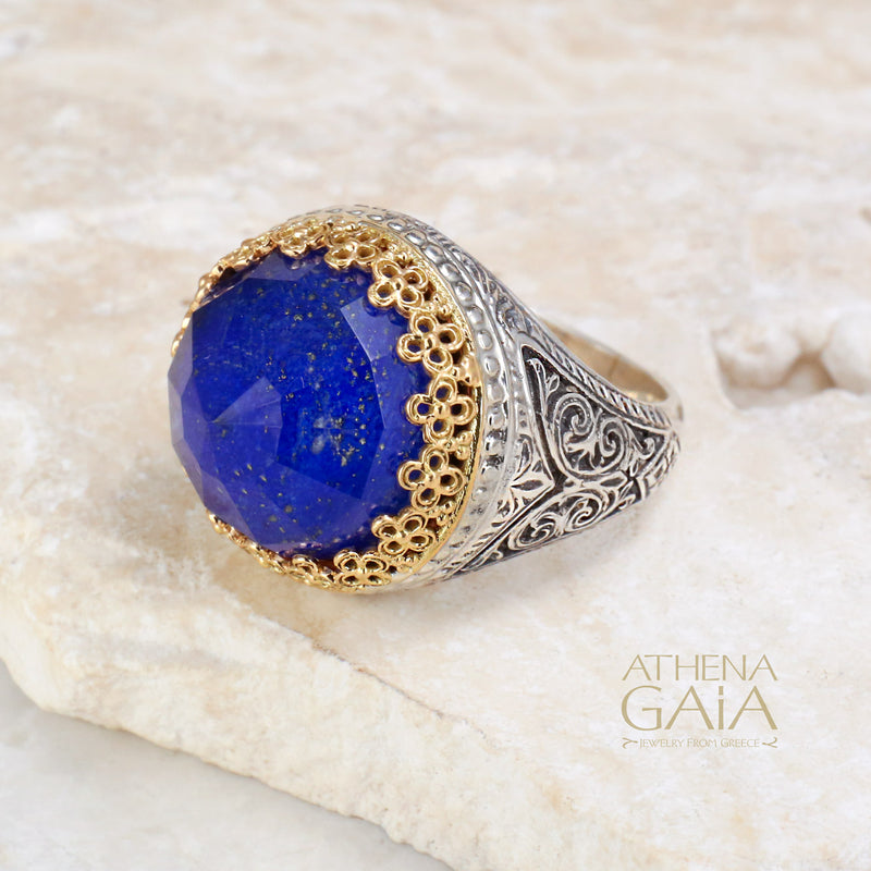 Pop Rocks Kiklos Crown Ring - 18k Gold & Sterling Silver Ring - Cocktail Ring