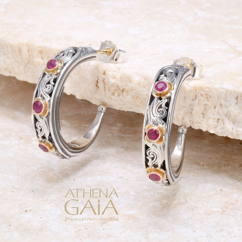 Nefeli Earrings - 18k Gold & Sterling Silver - Hoop Earrings