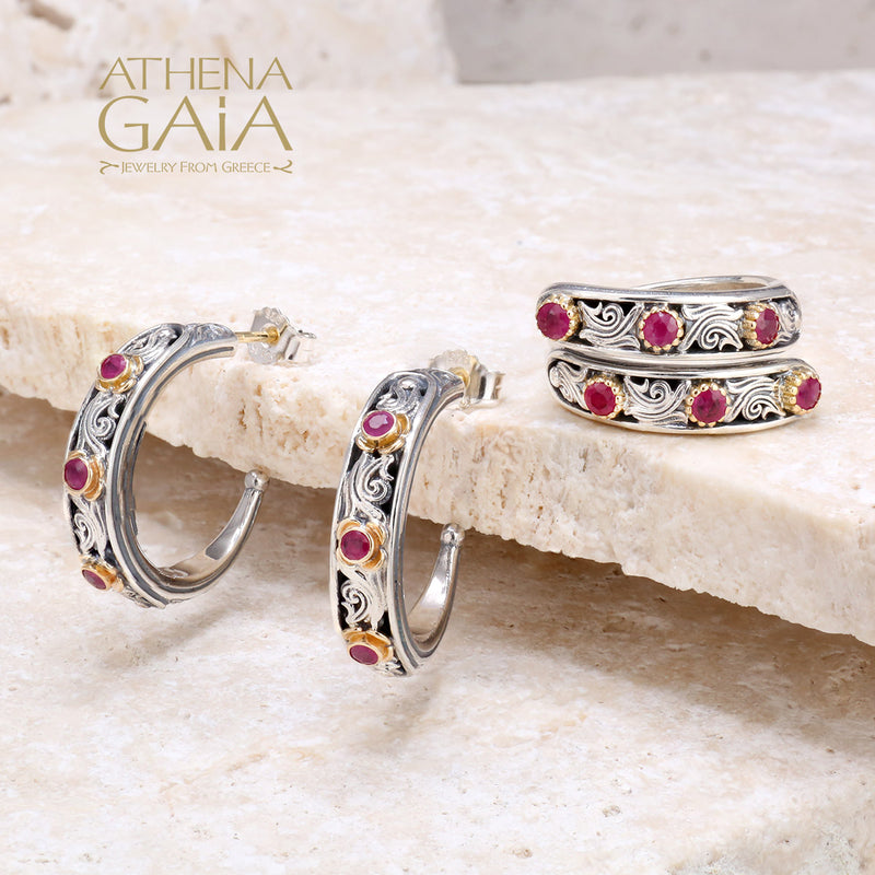 Nefeli Earrings - 18k Gold & Sterling Silver - Hoop Earrings