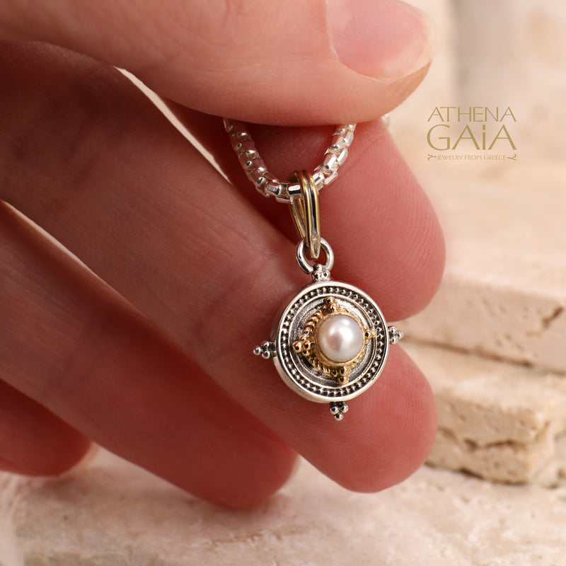 Cyclades Circle Pendant – 18K Gold & Sterling Silver