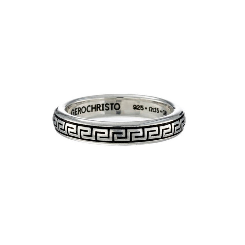 Meander Band Ring - Sterling Silver Ring - Stackable Ring