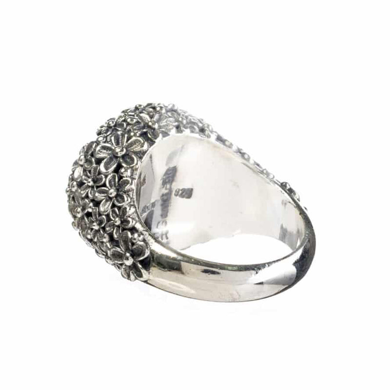 Pop Rocks Wild Flower Anthemis Round Ring (Small) - Sterling Silver Ring - Cocktail Ring