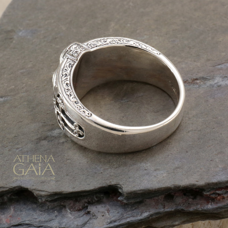 Odysseus Open Cross Ring - Sterling Silver Ring - Cigar Band Ring