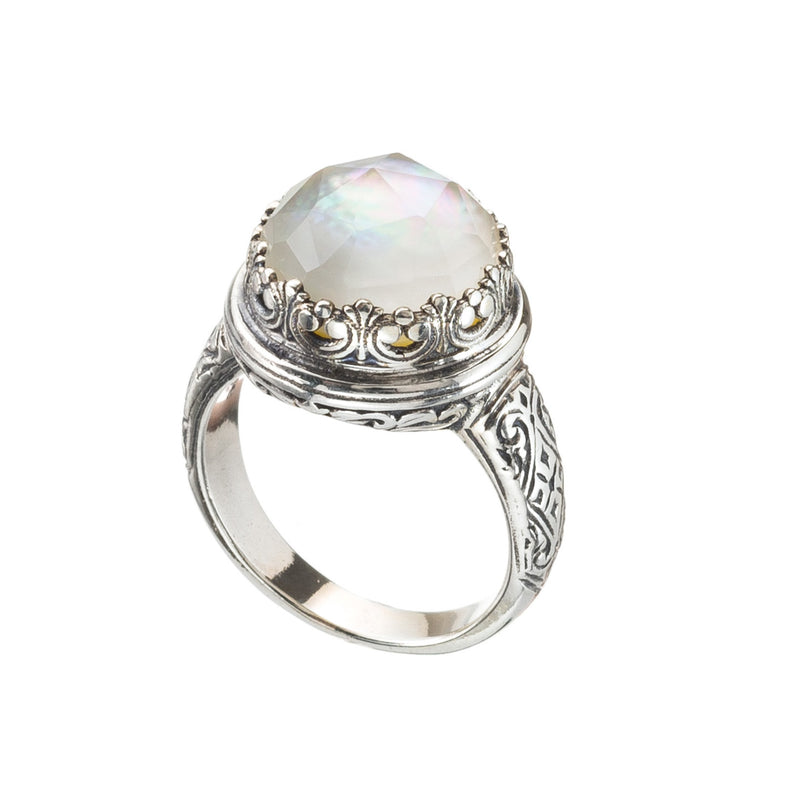 Pop Rocks Iris Round Silver Ring (Large) - Sterling Silver Ring - Cocktail Ring