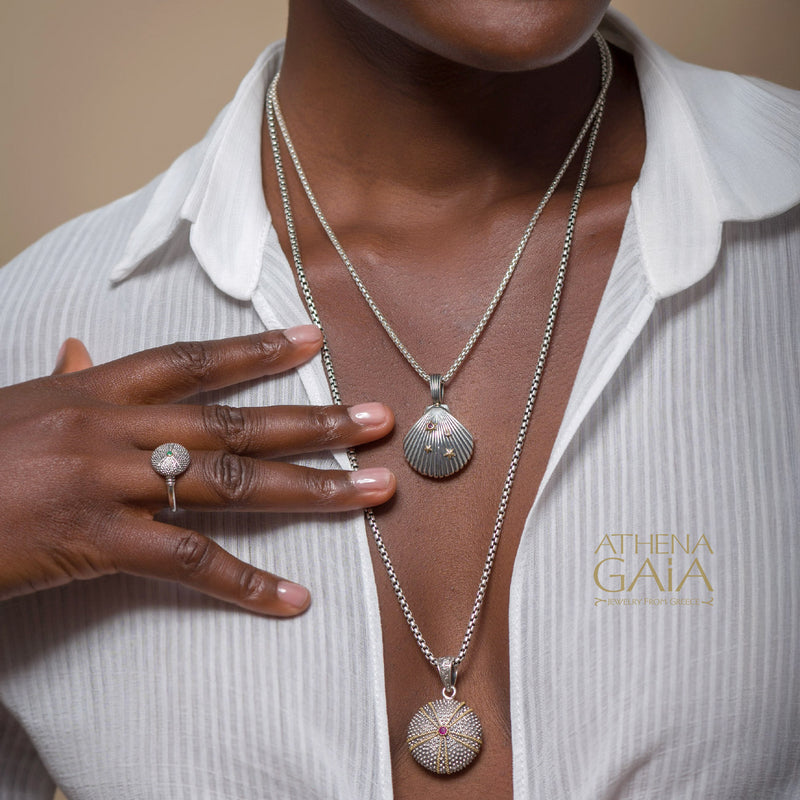 Thalassa Seashell Pendant - 18k Gold & Sterling Silver Pendant