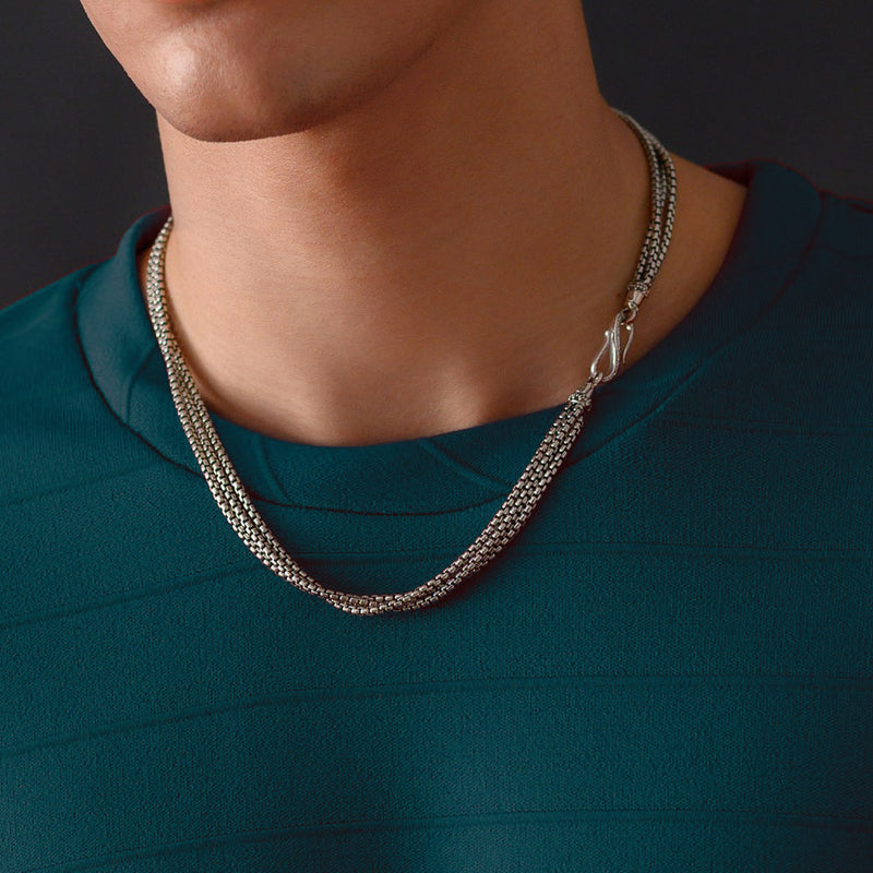 Triple Box Chain - Sterling Silver Chain - Venetian Chain