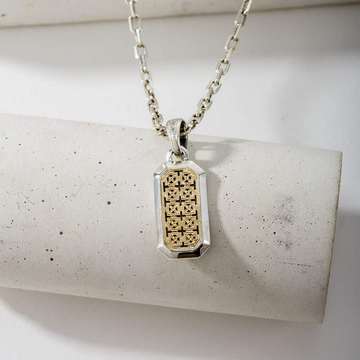 Simplicity Garden Trellis Pendant - 18k Gold & Sterling Silver