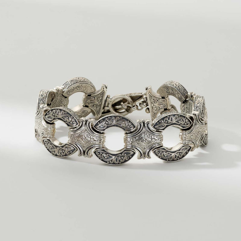 Round Bridge Link Bracelet - Sterling Silver