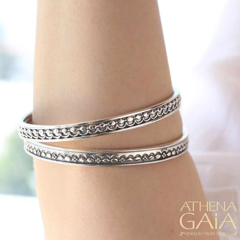 Wave Signs Bangle Bracelet - Sterling Silver (In-Stock)