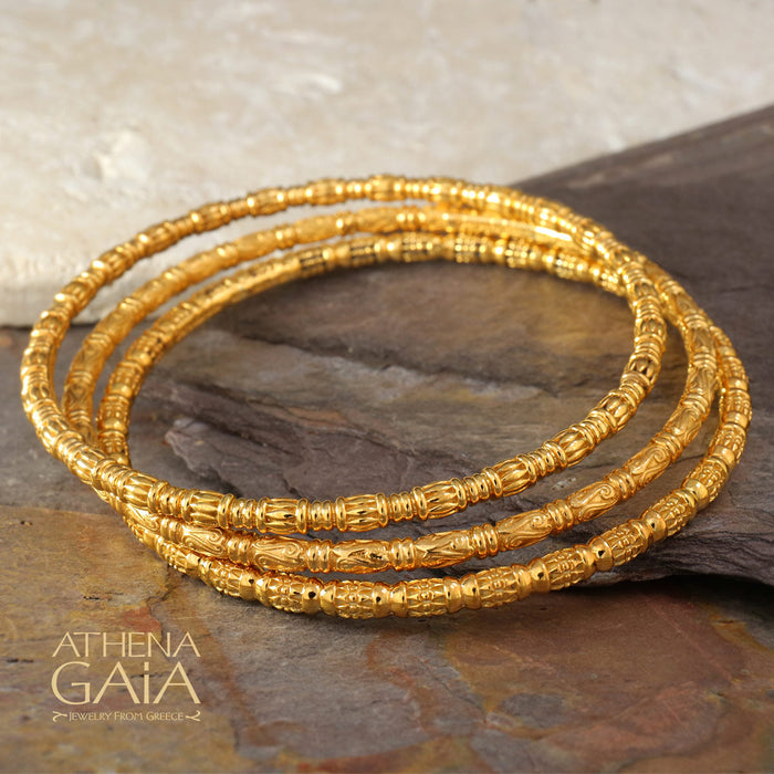 Kassandra 6521 Gold Plated Silver Bangle Bracelet (In-Stock)