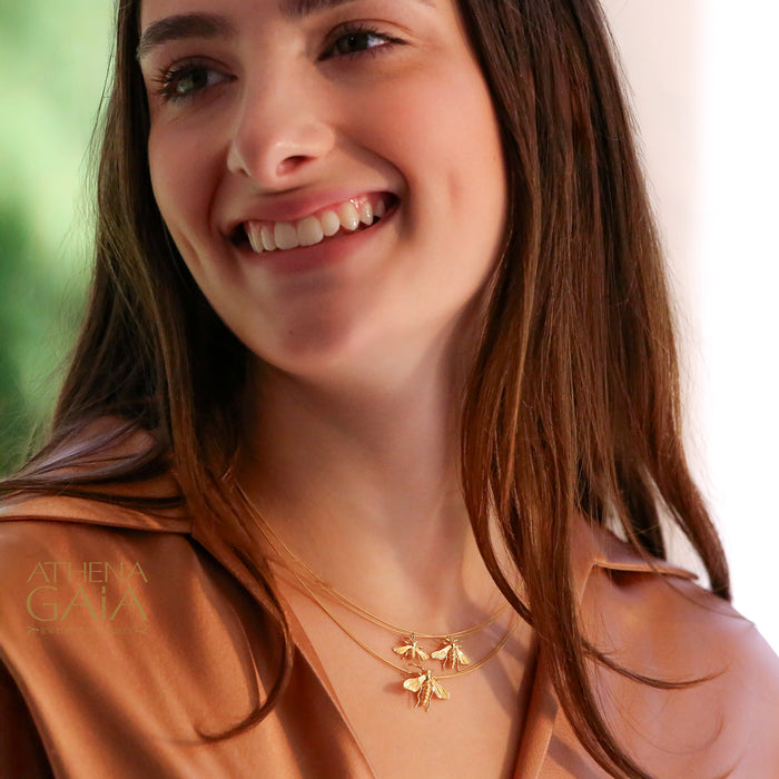 Sweet Honeybee Necklace (Small) - 14k Gold Necklace