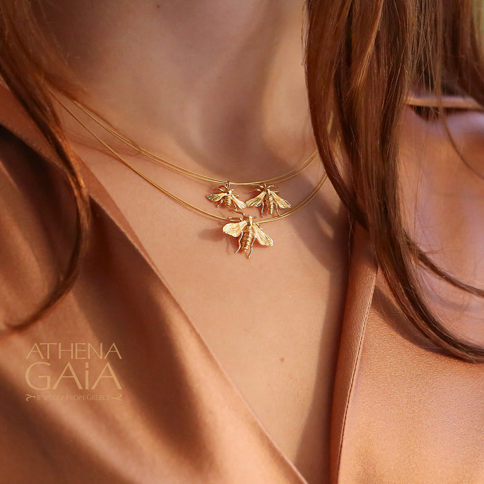 Sweet Honeybee Necklace (Small) - 14k Gold Necklace