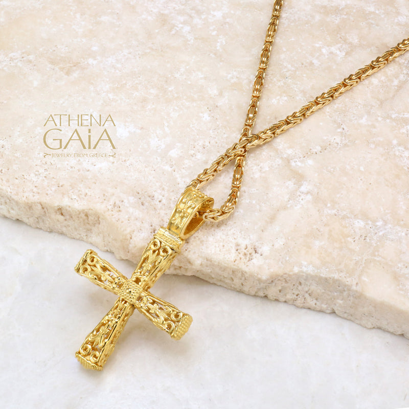 Pillars Orthodox Cross (Small) - 18k Gold - Byzantine Cross