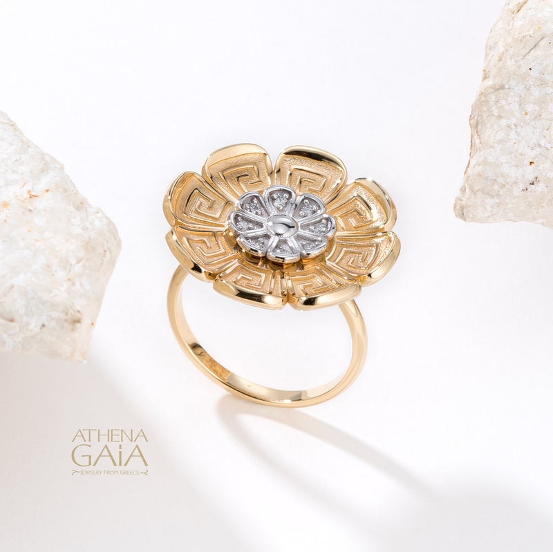Mythical Anemone Key Petal Ring - 18k Gold Ring - Cocktail Ring