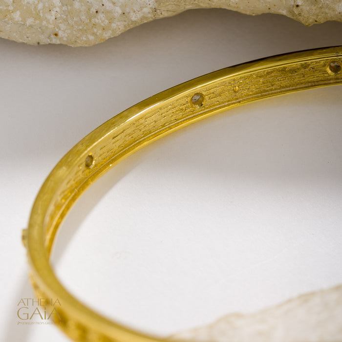Byzantine Embroidery Stone Bangle - 18k Gold Bracelet - Bangle Bracelet
