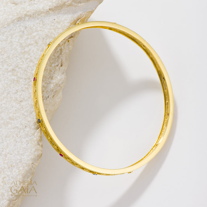 Byzantine Embroidery Stone Bangle - 18k Gold Bracelet - Bangle Bracelet