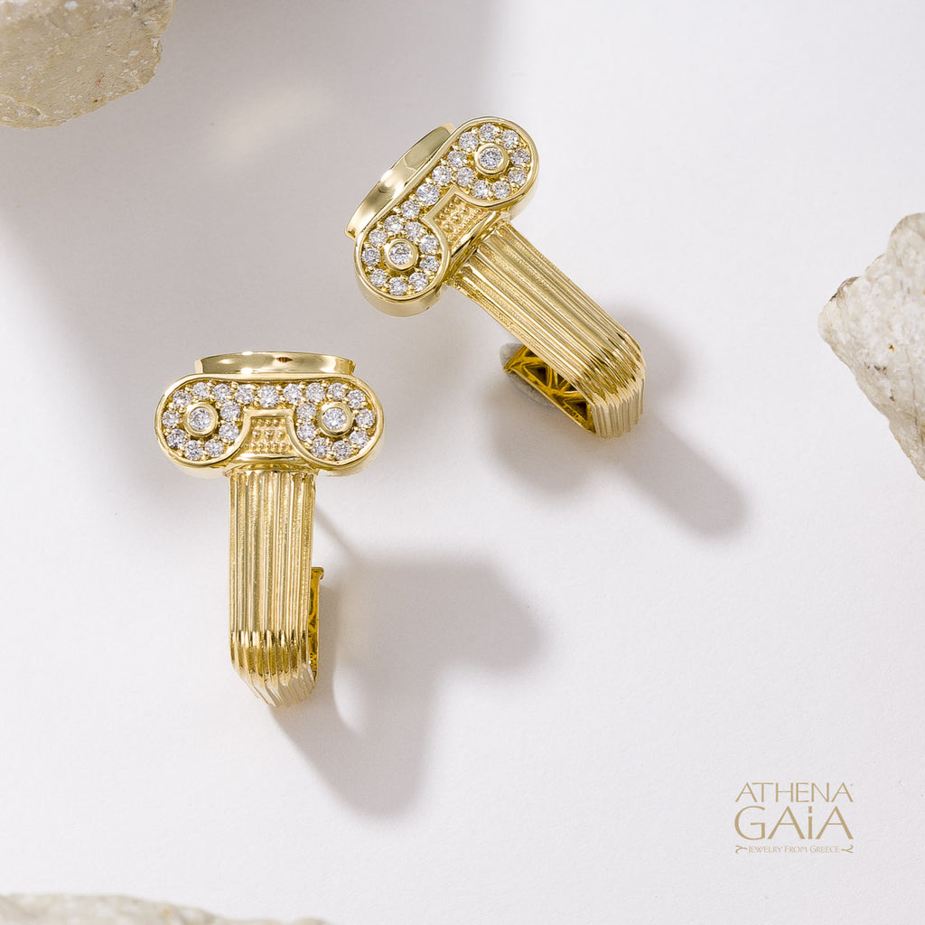 Ionic Pillar Earrings - 18k Gold Earrings - Post Earrings