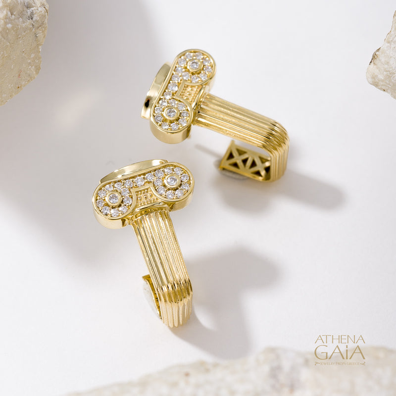 Ionic Pillar Earrings - 18k Gold Earrings - Post Earrings