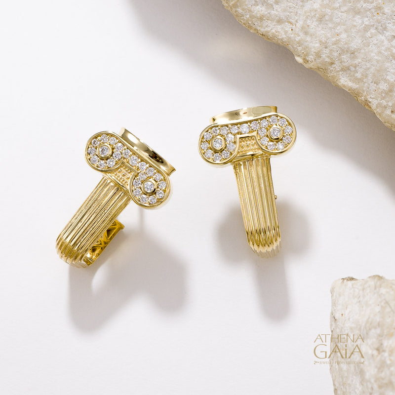 Ionic Pillar Earrings - 18k Gold Earrings - Post Earrings