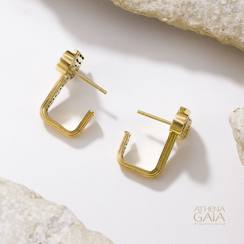 Ionic Pillar Earrings - 18k Gold Earrings - Post Earrings