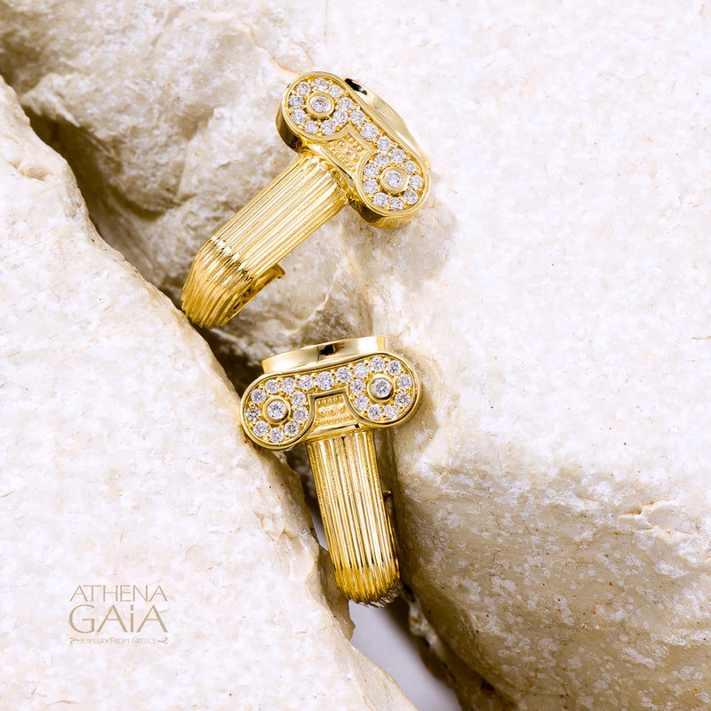 Ionic Pillar Earrings - 18k Gold Earrings - Post Earrings