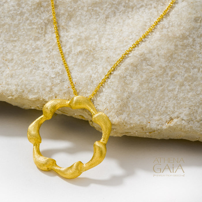 Ocean Waves Pendant Necklace (Small) - 18k Gold Necklace