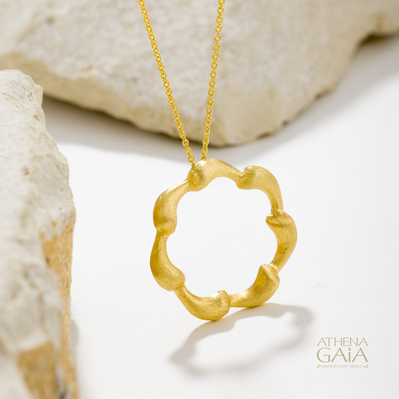 Ocean Waves Pendant Necklace (Small) - 18k Gold Necklace